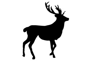the figure of a deer is black on a white background