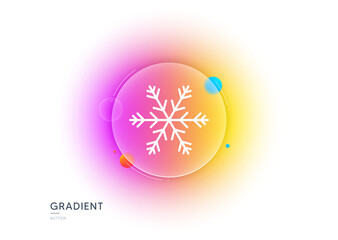 Air conditioning line icon. Gradient blur button with glassmorphism. Snowflake sign. Hotel service symbol. Transparent glass design. Air conditioning line icon. Vector