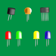 Electronic circuit  sign icon. Vector isolated on green  background. Suitable for any content about technology, education and science.