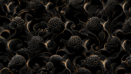 luxury Black pine cone pattern texture illustration