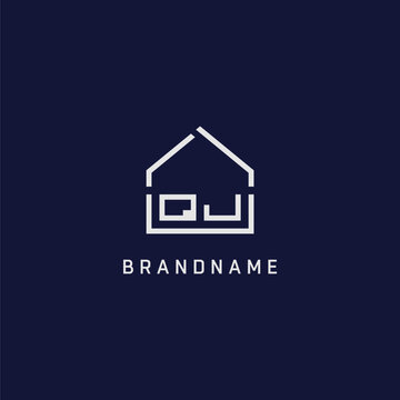 Initial letter QJ roof real estate logo design ideas