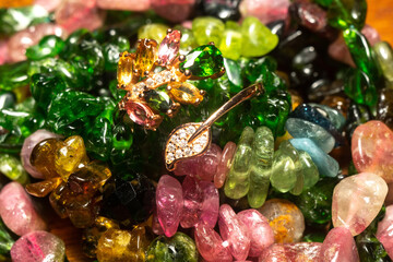 Colorful tourmaline ring and beads