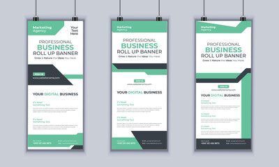 Corporate Business Roll Up Banner Design, Multipurpose Roll Up Banner Standee Design, Vector Banner Template, Corporate Identity Print Template