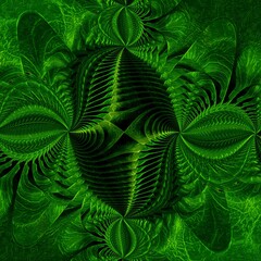 complex banana leaf fractal inspired repeating shades of green spiral pattern and design