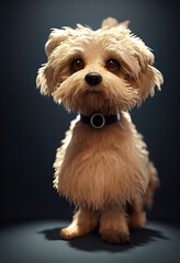 A digital painting portrait of a brown Yorkshire Terrier dog