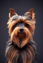 A digital painting portrait of a brown Yorkshire Terrier dog