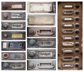 Old and broken doorbells on transparent background - 530124767