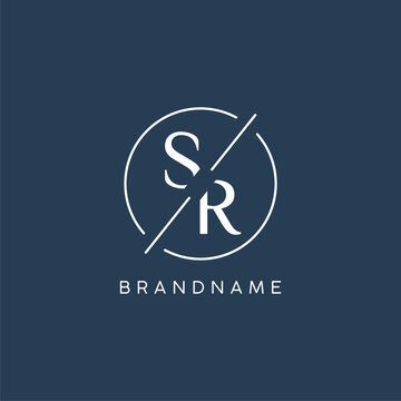 Initial Letter SR Logo Monogram With Circle Line Style