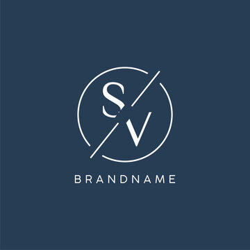 Initial letter SV logo monogram with circle line style