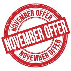 NOVEMBER OFFER text written on red round stamp sign