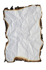 Crumpled paper with burned edges on transparent background - 530124916
