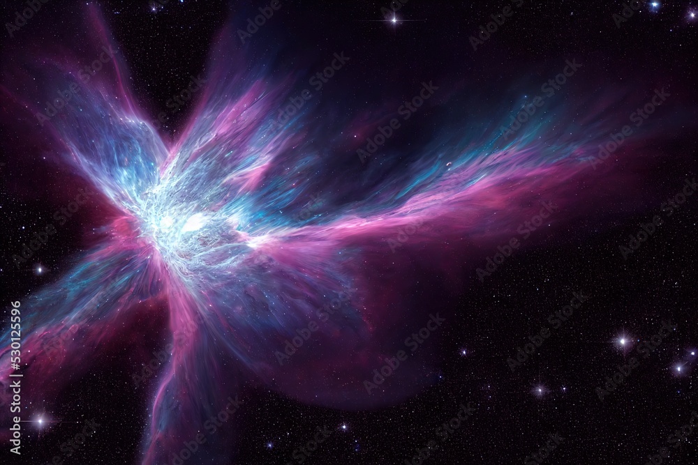 Wall mural nebula in space illustration. digital render of space with stars and nebulae.