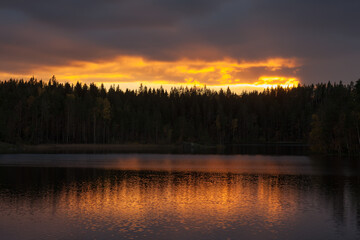 dramatic sunset with reflections