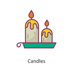 Obraz premium Candles vector filled outline Icon Design illustration. Holiday Symbol on White background EPS 10 File