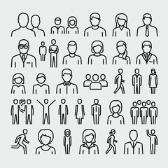 People Vector Line Icons Set