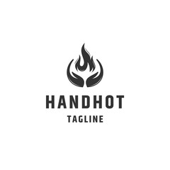 Hand fire logo icon design template flat vector