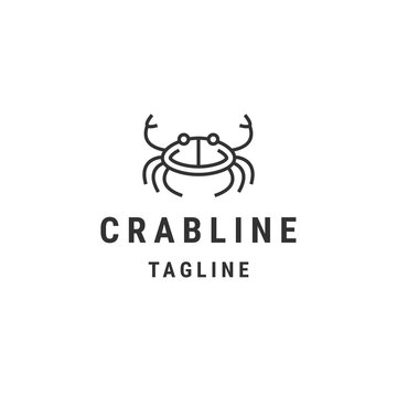 Crab line logo design template flat vector