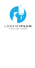 Cleaning Logo template design.Cleaning protection,house cleaner with washing spray and cleaning tools.
