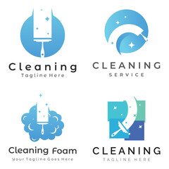 Cleaning Logo template design.Cleaning protection,house cleaner with washing spray and cleaning tools.