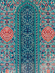 Arabian ornament decoration blue background, Eastern ethnic oriental texture.