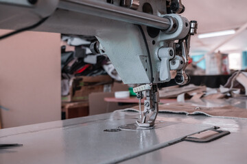 Sewing machine in the workshop