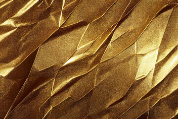 Gold texture background, abstract golden creased foil texture, 3d illustration