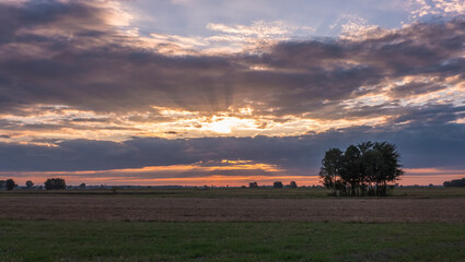 sunset over the field in Poland