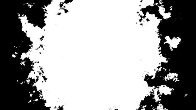 Abstract ink blot for slideshow. Black and white template. Set of 9. Animated liquid spreading ink blobs. Transmission. 23,98 fps