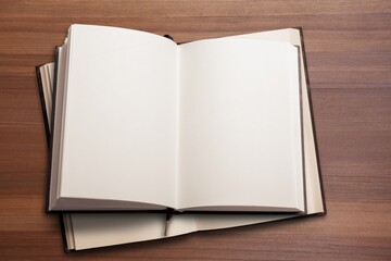 Empty open books with blank pages.