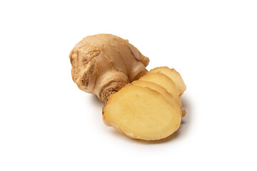 Ginger root isolated on white background.