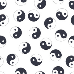 Fototapeta premium seamless pattern of hand drawn doodle sketch Yin Yang symbol isolated on white background