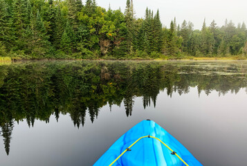 Kayakyng in early fall, Quebec, Canada