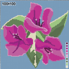 Fototapeta na wymiar Pattern for cross stitch or knitting - hot pink bougainvillea flower vector image