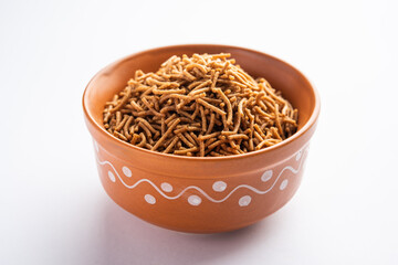Nachni or Ragi Sev is a delicious crispy noodle made from finger millets, healthy Indian food