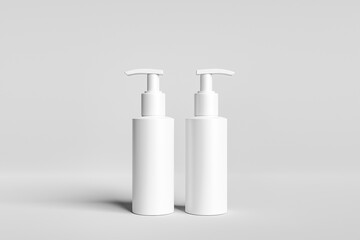 White bottle on white background mockup use for design product