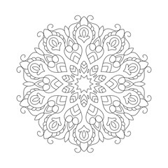 Zentangle inspired mandala zen doodle illustration with tribal boho chic ornaments. Oriental ornamental illustration.