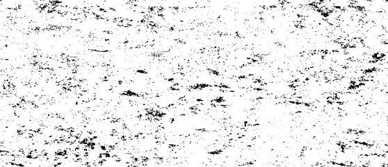 Small uneven spots and particles of debris. Abstract vector texture. Distressed uneven background. Grunge texture overlay with fine grains isolated on white background. Vector illustration. EPS10.