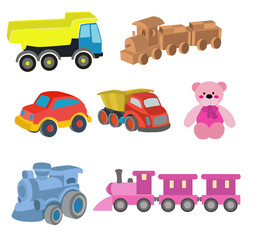 toy train truck teddy bear wooden train