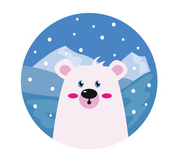 cute polar bear snow landscape