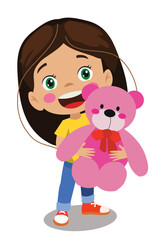 cute beautiful girl holding teddy bear