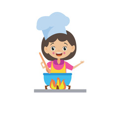 cute child cooking little chef