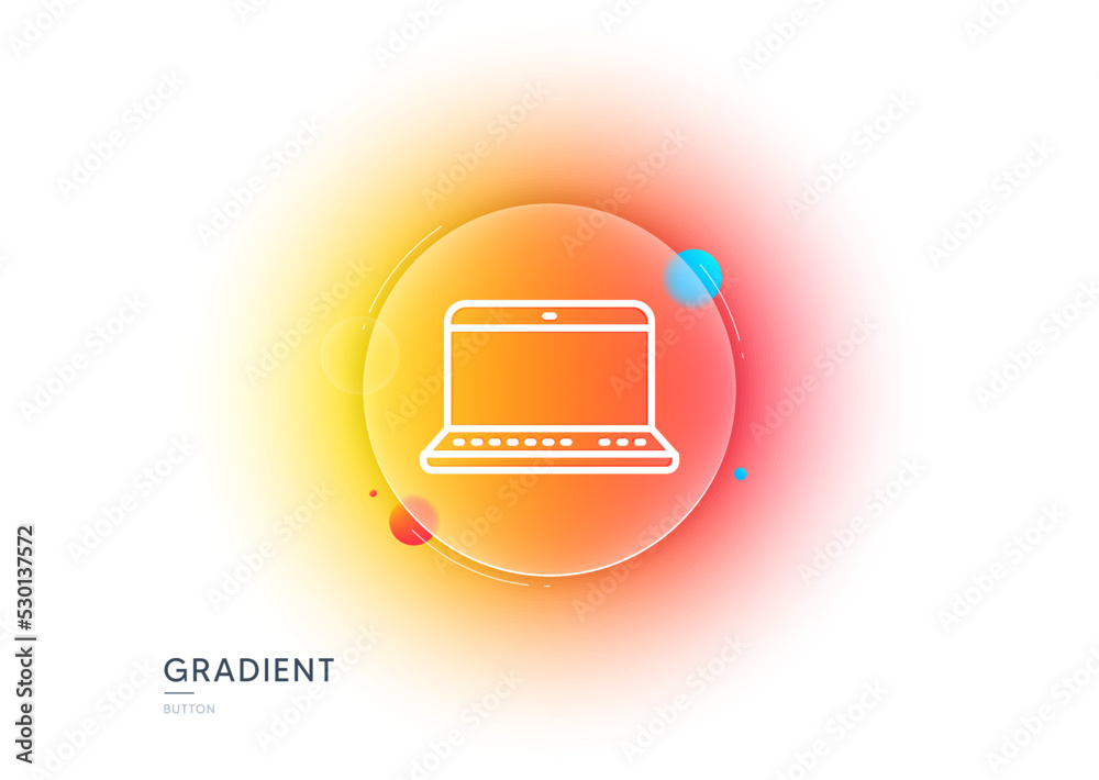 Aufkleber laptop computer icon. gradient blur button with glassmorphism. notebook sign. portable personal comp