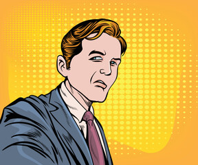 The man was angry, upset.hand drawn style vector design illustration.