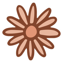 Retro groovy boho flower. Doodle floral element