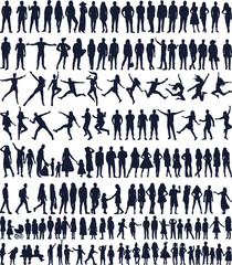 black silhouette people set ,isolated vector