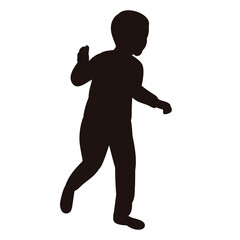 black silhouette boy running ,isolated