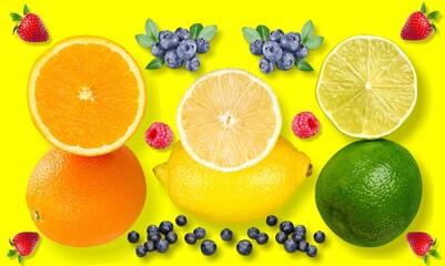 Collections tasty sweet ripe citrus fruits