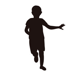 black silhouette boy running ,isolated vector