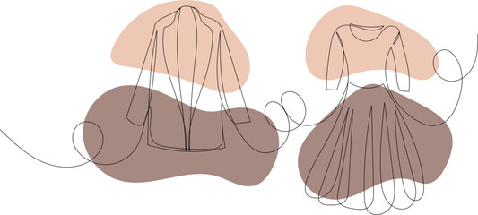 clothes drawing by one continuous line, vector