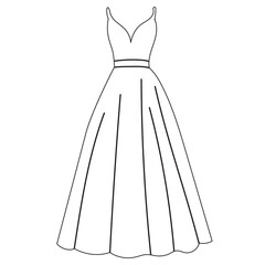dress sketch, contour isolated vector